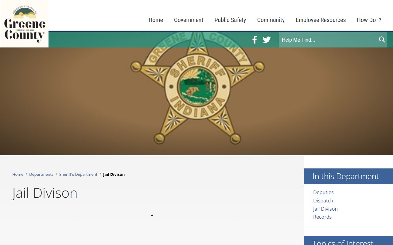 Greene County Jail Division page without an online inmate roster