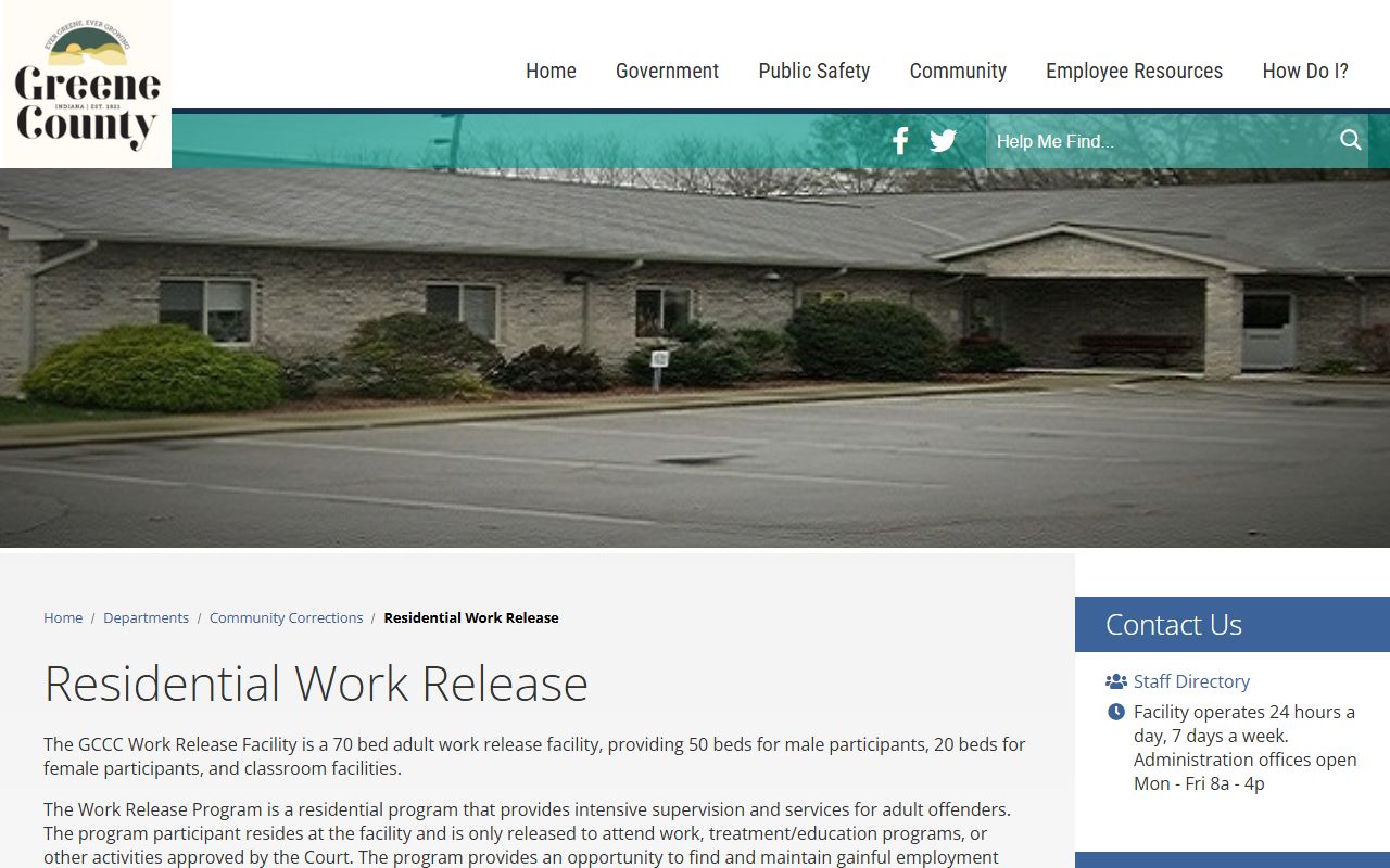 Greene County Residential Work Release official web page